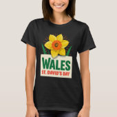 Wales St Davids Day Daffodil Design Tシャツ (正面)