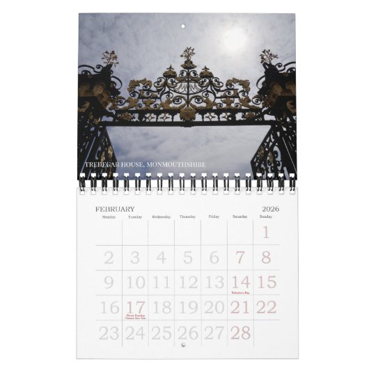 Wales, U.K. Calendar 2026 カレンダー (2月 2026)
