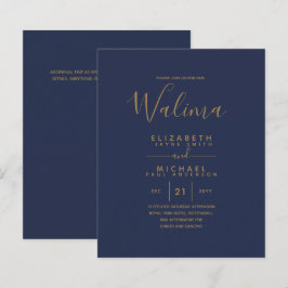 WALIMAバジェットネイビーブルー金ゴールドバイリンガル結婚ズ