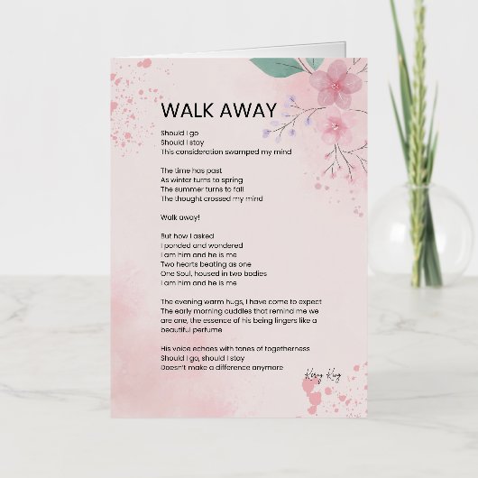 Walk Away - 勇気を与える詩 ポスター 箔グリーティングカード (正面)