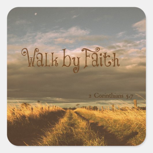 Walk by Faith Bible Verse聖なる書物、 経典 スクエアシール (正面)
