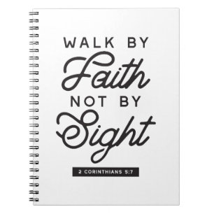 "Walk by Faith" Bible Verse Typography Design ノートブック