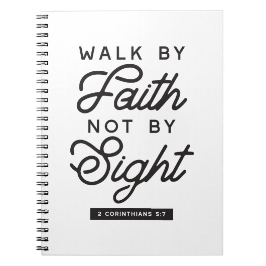 "Walk by Faith" Bible Verse Typography Design ノートブック (正面)