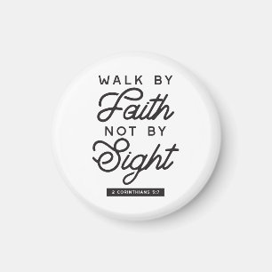 "Walk by Faith" Bible Verse Typography Design マグネット