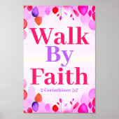 Walk By Faith Bohoクリスチャン10代のガールウォールアート ポスター (正面)