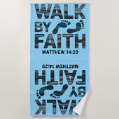 Walk By Faith Christian Ocean ビーチタオル (正面)