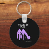 Walk By Faith Graphic Christian Design With Purple キーホルダー (正面)