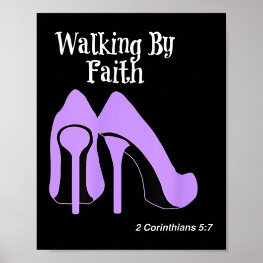 Walk By Faith Graphic Christian Design With Purple ポスター (正面)