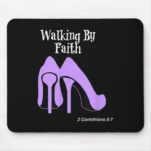 Walk By Faith Graphic Christian Design With Purple マウスパッド (正面)
