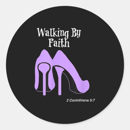 Walk By Faith Graphic Christian Design With Purple ラウンドシール (正面)
