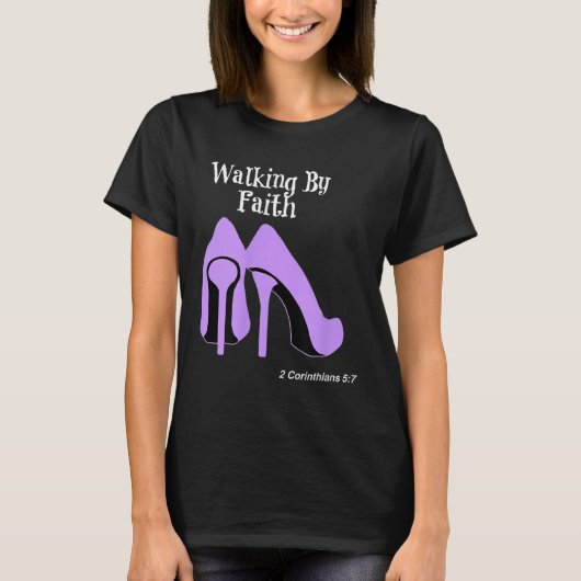 Walk By Faith Graphic Christian Design With Purple Tシャツ (正面)