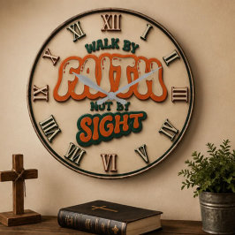 Walk by Faith Not by Sight Christian Bible Verse ラージ壁時計