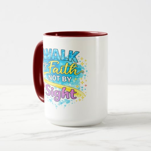 Walk by Faith Not by Sight Inspirational Mug マグカップ (正面左)