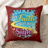 Walk by Faith Not by Sight Inspirational Throw Pil クッション (ブランケット)