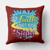 Walk by Faith Not by Sight Inspirational Throw Pil クッション (裏面)