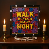Walk By Faith Not By Sight Textured Art スクエア壁時計
