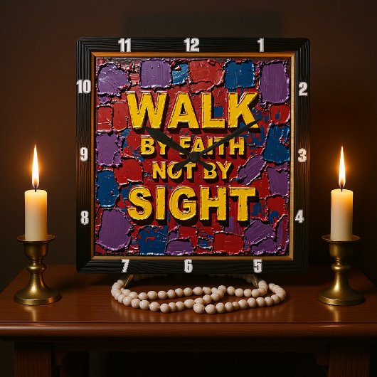 Walk By Faith Not By Sight Textured Art スクエア壁時計