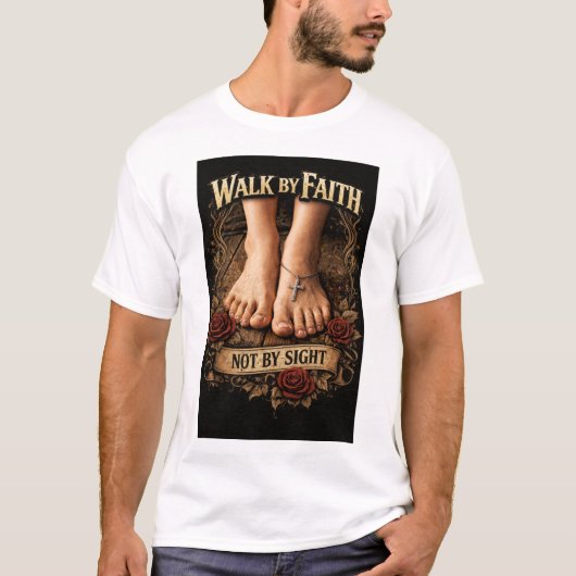 Walk by faith & Romans 10:15 Tシャツ (正面)