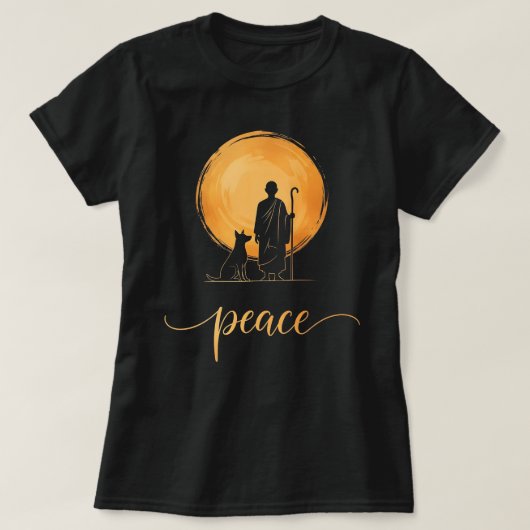 Walk for Peace Monks with Aloka Dog Tシャツ (デザイン正面)