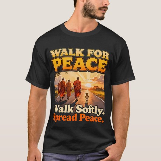 Walk For Peace Walksoftly Spreadpeace Buddhist Tシャツ (正面)