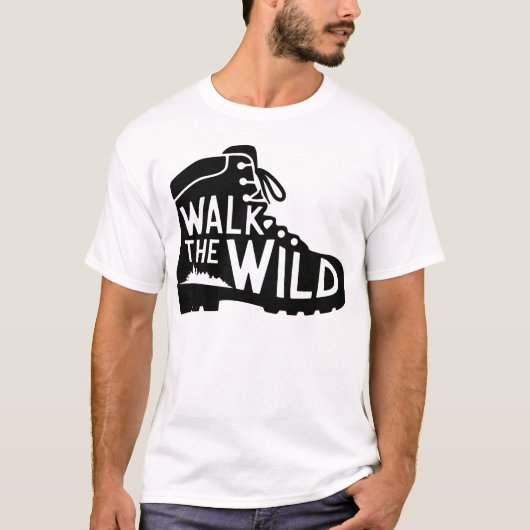 Walk the Wild Hiking Boot Graphic Design Tシャツ (正面)