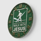 Walk with Jesus Christian ラージ壁時計 (傾斜)
