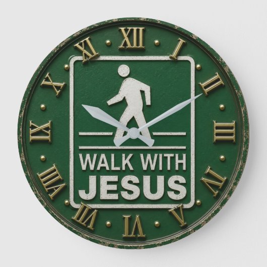Walk with Jesus Christian ラージ壁時計 (正面)