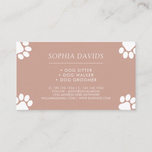 Walker Pet Sitting Business Custom Photo 名刺 (裏面)