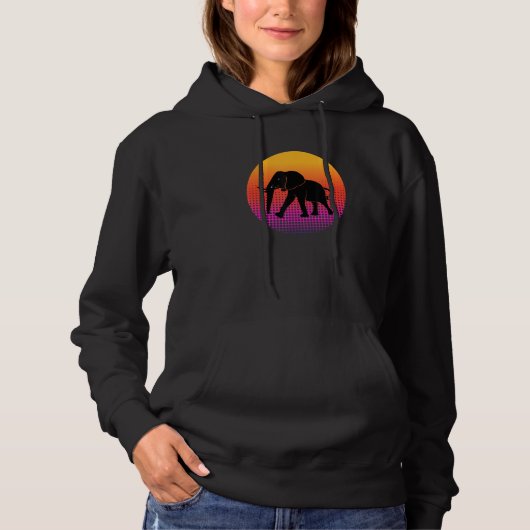 Walking African Elephant Animal Silhouette Sunset パーカ (正面)