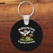 Walking By Faith Tripng Constantly Angel Christian キーホルダー (正面)