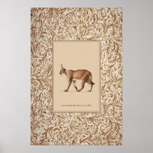 Walking Caracal Poster Print  Neutral Wildlife ポスター (正面)