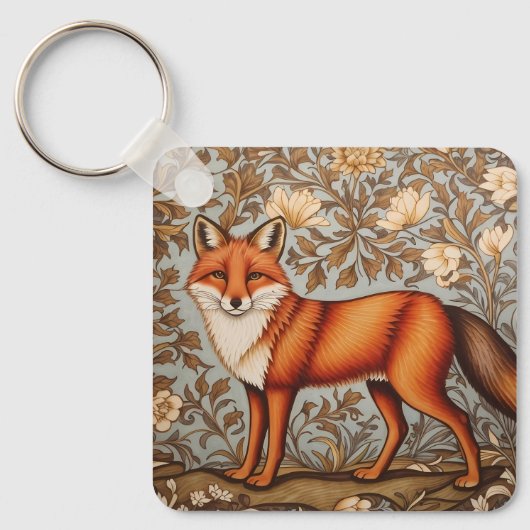Walking Fox William Morris Inspired  キーホルダー (正面)