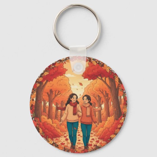 Walking Friends Icon | Cute Thanksgiving Keychain キーホルダー (正面)