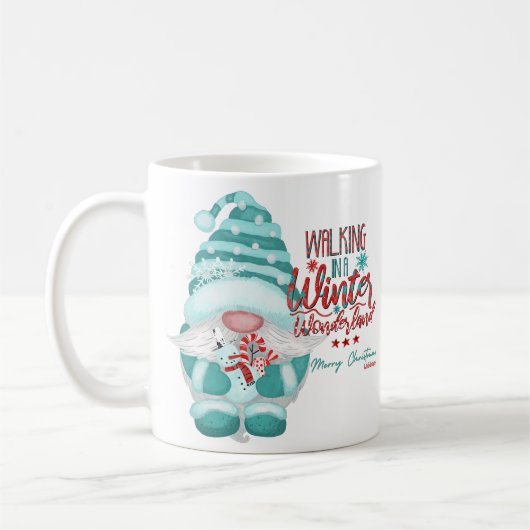 WALKING IN A WINTER WONDERLAND gnome christmas     コーヒーマグカップ (左)