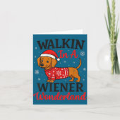 Walking In Weiner Wonderland Mini Dachshund Christ カード (正面)