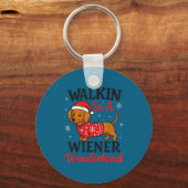 Walking In Weiner Wonderland Mini Dachshund Christ キーホルダー (正面)