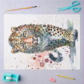 Walking Leopard Watercolor Paint Splatter  薄葉紙 (クラフト)