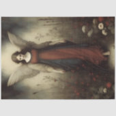 Walking Meadow Angel Earth Tone Vintage Decoupage 薄葉紙 (正面)