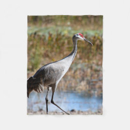 Walking Tall, Sandhill Crane フリースブランケット