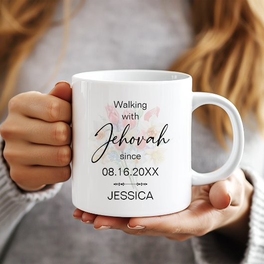 Walking with Jehovah Since Floral Baptism Mug コーヒーマグカップ