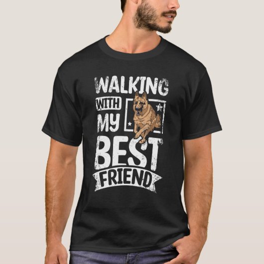 Walking with my best friend german shepherd tシャツ (正面)