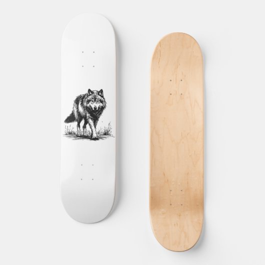 Walking Wolf Illustration Skateboard スケートボード (正面)