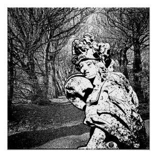 Walküre - Skulptur mit Baum-Arkade ポスター