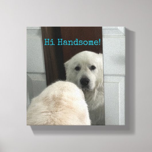 Wall Art Dog in Mirror キャンバスプリント (正面)