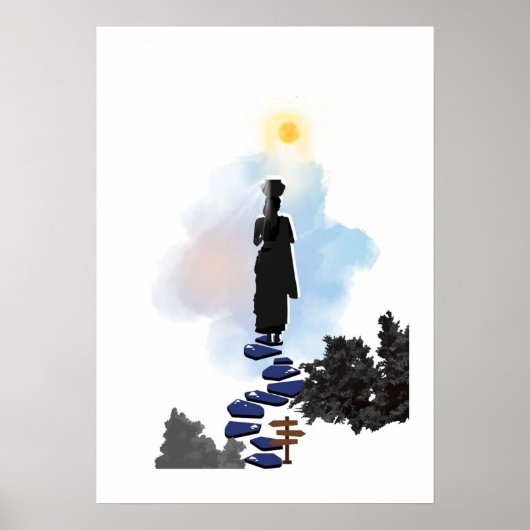 Wall Art- Solitary Girl on the hill ポスター (正面)
