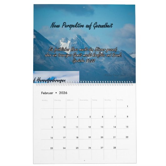 Wall Calendar 2026 with German Bible Verses カレンダー (2月 2026)
