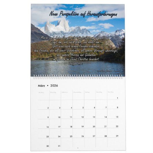 Wall Calendar 2026 with German Bible Verses カレンダー (3月 2026)
