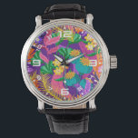 Wall Clock 腕時計<br><div class="desc">Colorful Exotic Floral Pattern-23148</div>