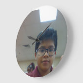 Wall Clock, 10" Round Frame With Caleb Cea's face ラージ壁時計 (傾斜)