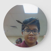 Wall Clock, 10" Round Frame With Caleb Cea's face ラージ壁時計 (正面)